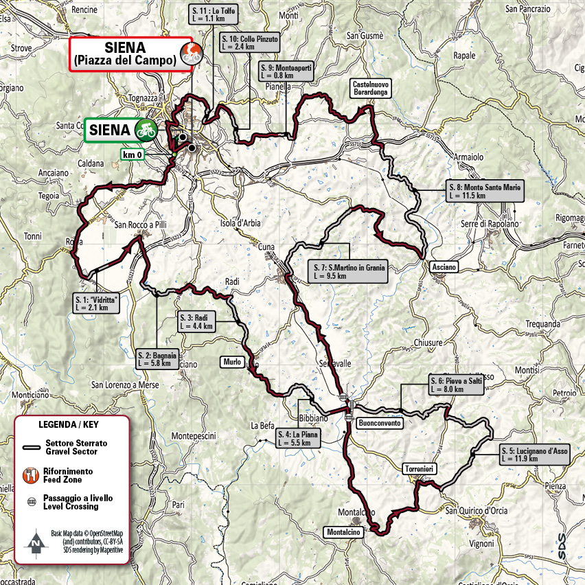 Map 2022 Strade Bianche
