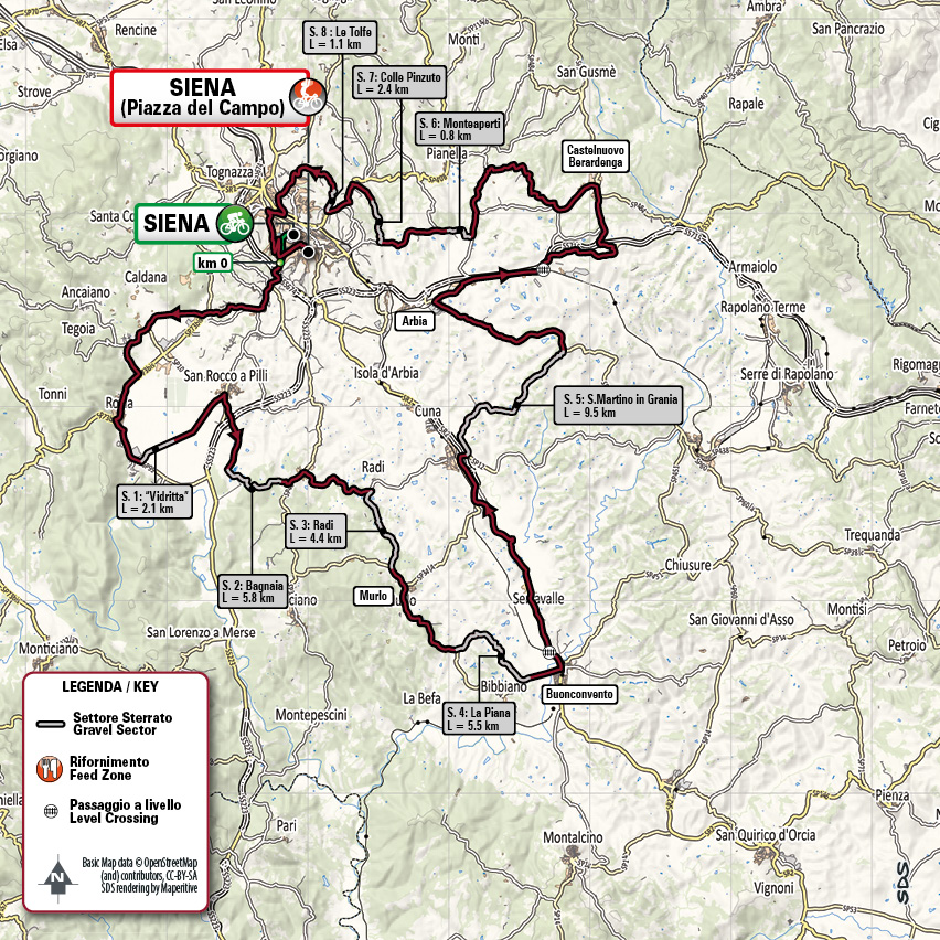 Map Strade Bianche Women Elite