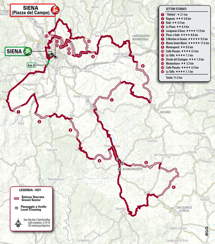 Planimetria/Map Strade Bianche Uomini 2024